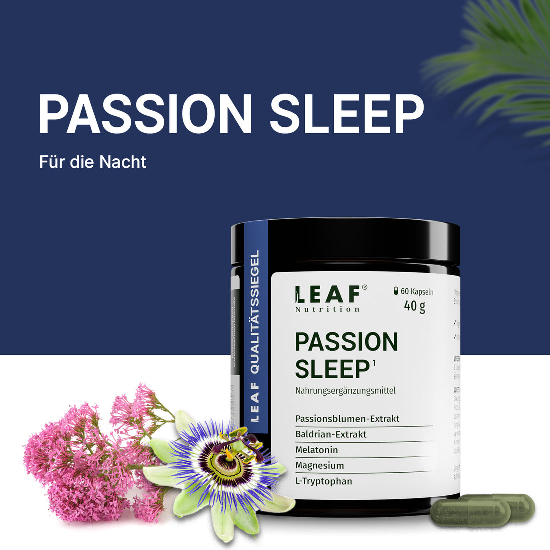 PASSION SLEEP | Passionsblume, Baldrian, L-Tryptophan, Magnesium